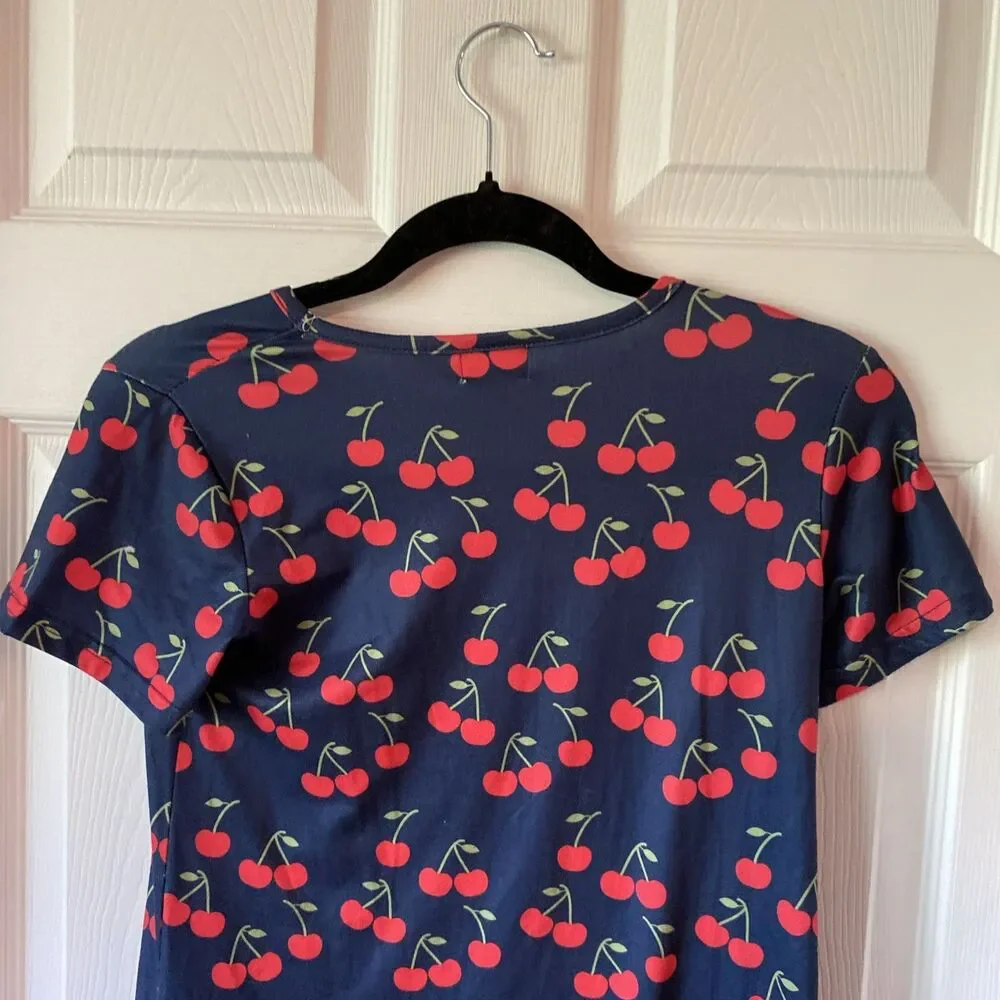 Pete & Lucy Dress Girls Size 10/12 T Shirt Cherries Red Checked Round Neck